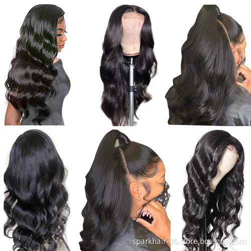 HD Lace Wig Natural Black Bodywave HD Lace Front Wig Pre Plucked 180% Density HD Lace Front Wigs Transparent